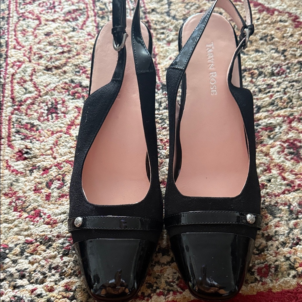 Taryn Rose Black Patent Slingback Heels